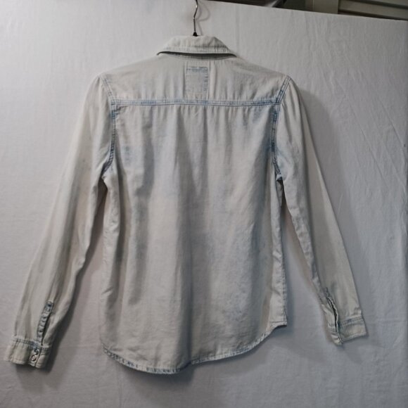 Special A Los Angeles Shirt Bleached Chambray Button Front Long Sleeve Womens Sm - Picture 3 of 9